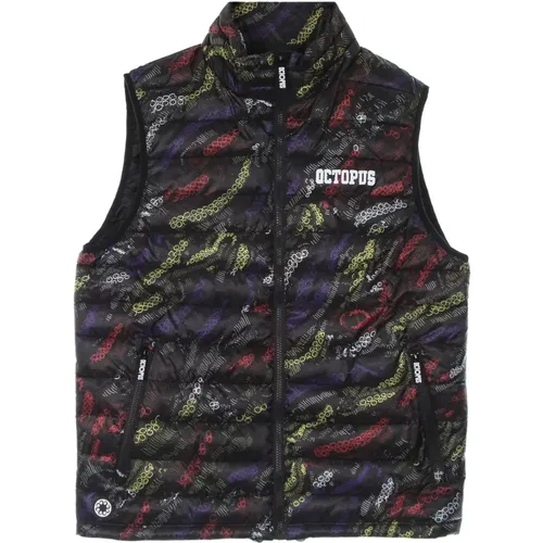 Vests, male, , Size: L Black Sleeveless Down Vest Jacket - Octopus - Modalova