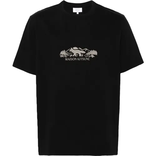 Fox T-Shirt mit National Parks Logo , Herren, Größe: S - Maison Kitsuné - Modalova