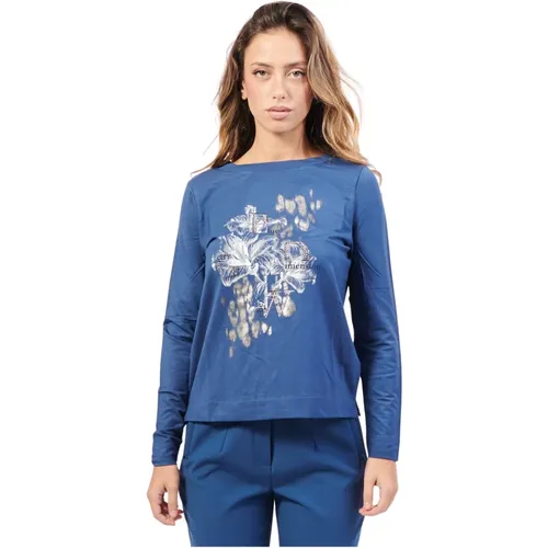 Blauer Langarm Rundhals Top , Damen, Größe: XL - Gerry Weber - Modalova