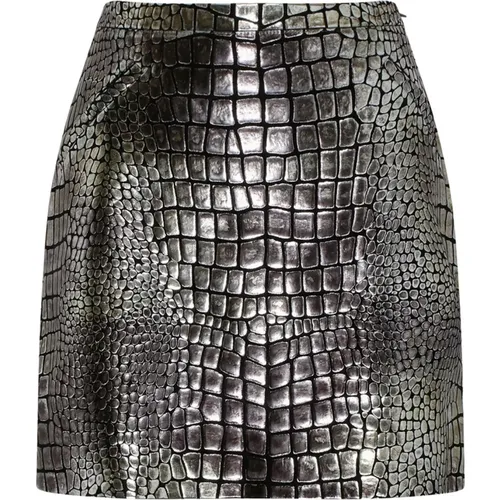 Short Skirts, female, , Size: 2XS Metallic Croc Effect Leather Mini Skirt - Tom Ford - Modalova