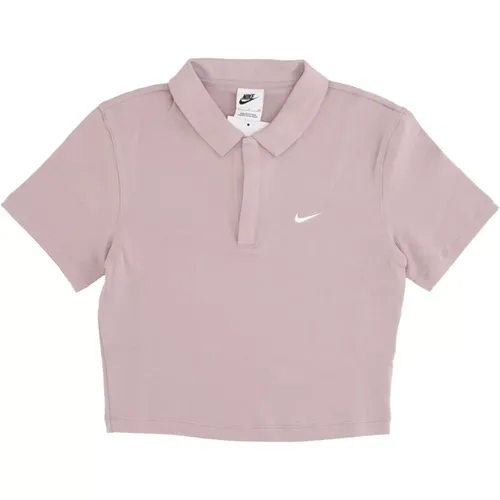 Essential Polo Crop Top Diffused Taupe , male, Sizes: L - Nike - Modalova