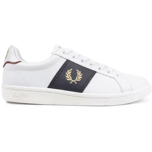 Sneakers, male, , Size: 8 US Leather Side Panel Sneakers - Fred Perry - Modalova