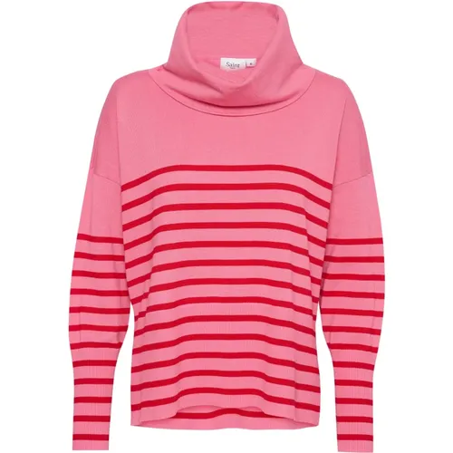 Turtlenecks, female, , Size: 2XL Striped Cowlneck Pullover Sweater Chateau Rose - Saint Tropez - Modalova