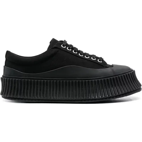 Schwarze Ledersneakers für Frauen - Jil Sander - Modalova