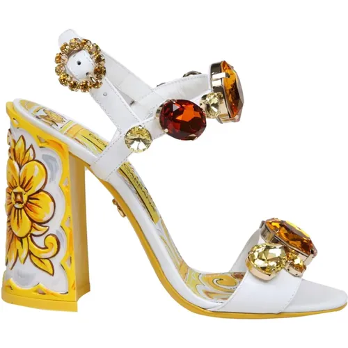 Weiß Lackleder Sandale - Dolce & Gabbana - Modalova