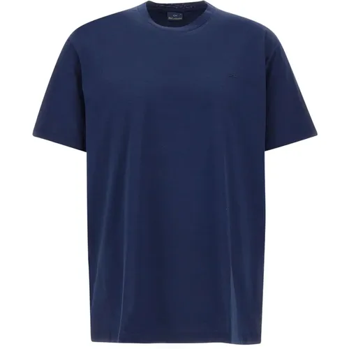 Mens Navy Cotton T-Shirt with Mini Logo , male, Sizes: L, XL, 2XL - PAUL & SHARK - Modalova