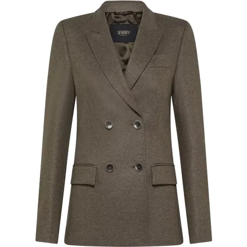 Blazers, female, , Size: M Flannel Blazer 100% Wool - Seventy - Modalova