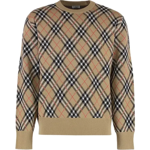 Round-neck Knitwear, male, , Size: M Knit Wool Pullover - Burberry - Modalova