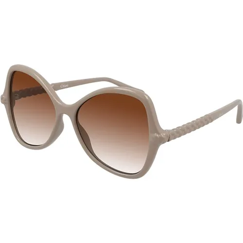 Stilvolle Sonnenbrille Braun Orange , Damen, Größe: 56 MM - Chloé - Modalova