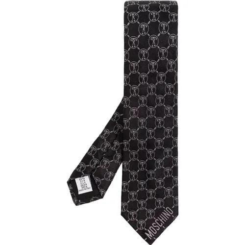 Ties, male, , Size: ONE SIZE Silk tie with monogram - Moschino - Modalova