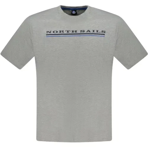 T-Shirts, male, , Size: L Grey Cotton T-Shirt | Stylish Model - North Sails - Modalova