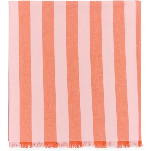 Winter Scarves, female, , Size: ONE SIZE Striped Mandarin Red Towel - Part Two - Modalova