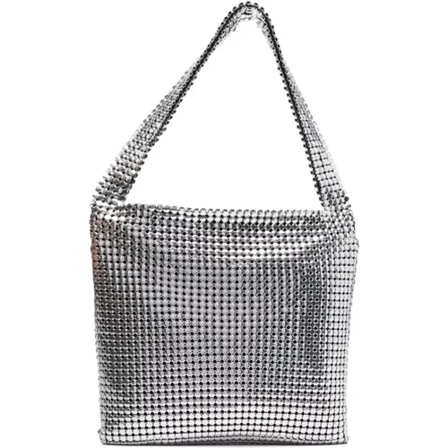 Shoulder Bags, female, , Size: ONE SIZE Silver Pixel Hobo Clutch Bag - Paco Rabanne - Modalova