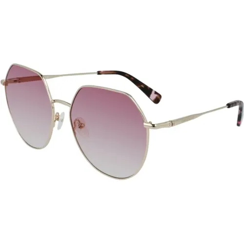 Goldene und Rosa Metallsonnenbrille - Longchamp - Modalova