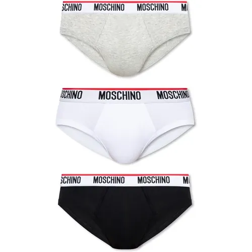 Bottoms, male, , Size: S Branded briefs 3-pack - Moschino - Modalova