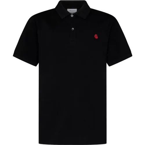 Schwarzes Poloshirt mit umgekehrtem Skull-Design , Herren, Größe: M - alexander mcqueen - Modalova