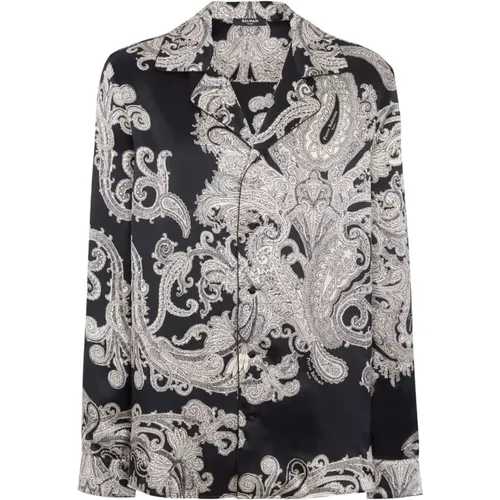 Seiden Paisley Print Hemden , Herren, Größe: XL - Balmain - Modalova