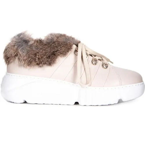 Elegant Fur Detail Sneakers , female, Sizes: 4 UK - Casadei - Modalova