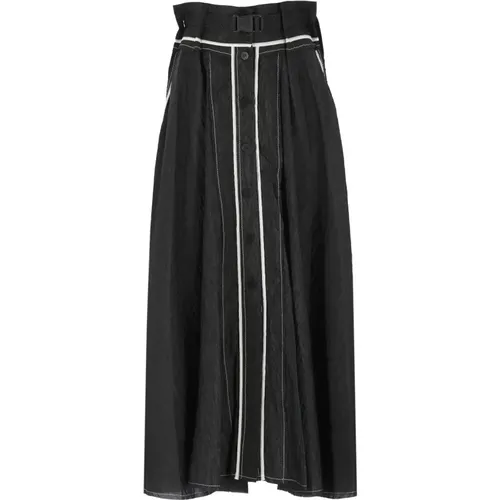 Skirt with Belt and Pockets , female, Sizes: S - NÜ Denmark - Modalova