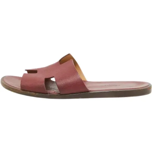 Pre-owned Flats, male, , Size: 11 1/2 US Pre-owned Leather sandals - Hermès Vintage - Modalova