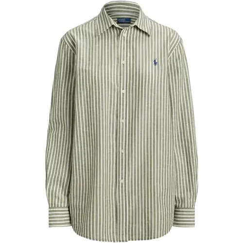 Shirts, female, , Size: L Classic Collar Vertical-Stripe Shirt - Ralph Lauren - Modalova