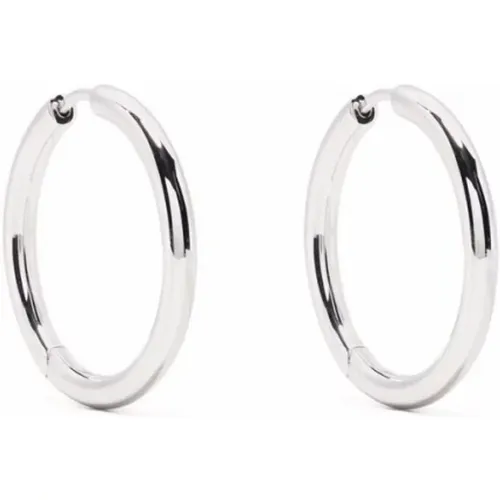 Earrings, male, , Size: ONE SIZE Silver-tone Clicker Hoop Earrings - Tom Wood - Modalova