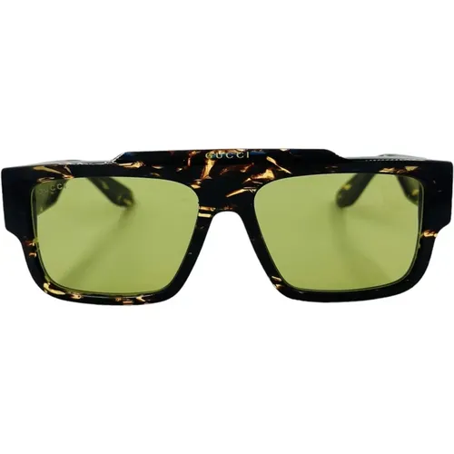 Sunglasses, male, , Size: ONE SIZE Rectangular Wide Temple Sunglasses - Gucci - Modalova