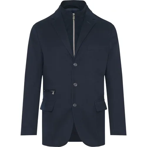 Stretch Jacket with Suede Details , male, Sizes: 3XL, 5XL, 2XL - Corneliani - Modalova