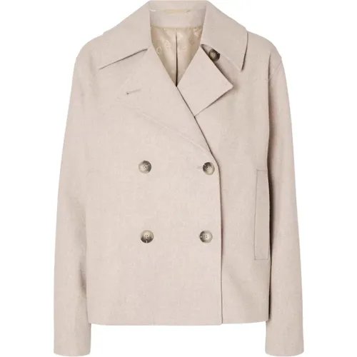 Alma Short Wool Jacket mit Doppelreihiger Knopfleiste , Damen, Größe: XL - Selected Femme - Modalova