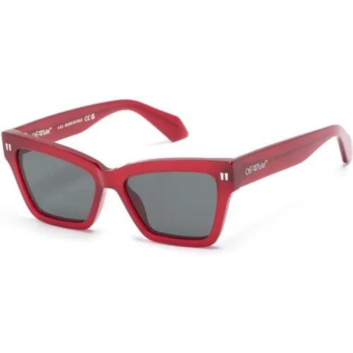 Rote Sonnenbrille für den täglichen Gebrauch , unisex, Größe: 54 MM - Off White - Modalova