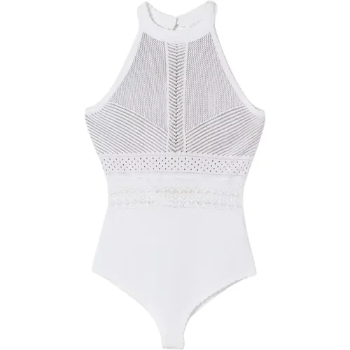 Body, female, , Size: S Elegant Lace Trim Bodysuit - Twinset - Modalova
