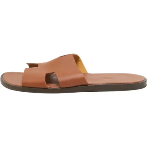 Pre-owned Flats, male, , Size: 10 1/2 US Pre-owned Leather sandals - Hermès Vintage - Modalova