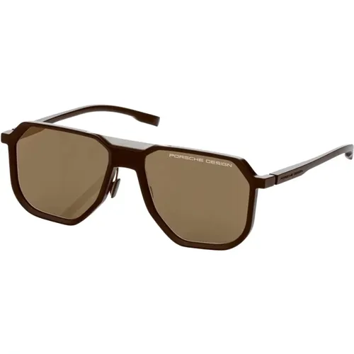 Matt Schwarze Sonnenbrille mit Braunen Gläsern , unisex, Größe: 58 MM - Porsche Design - Modalova