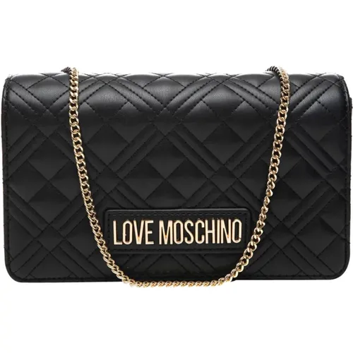 Shoulder Bags, female, , Size: ONE SIZE Quilted Logo Crossbody Bag - Love Moschino - Modalova