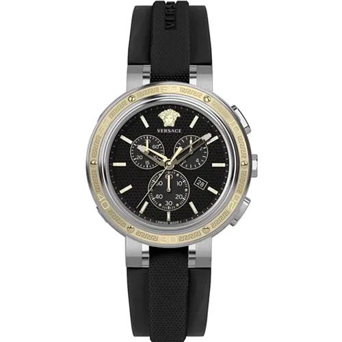 V-Extreme PRO 46Mm Chrono Silicone Watch , male, Sizes: ONE SIZE - Versace - Modalova
