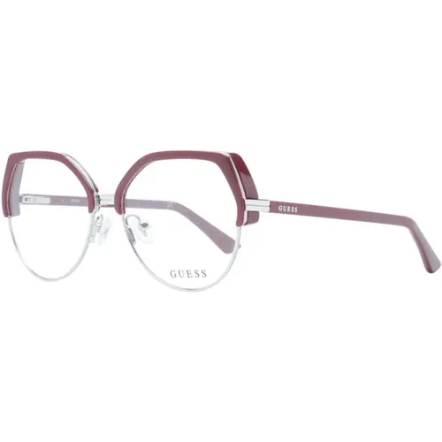 Glasses, female, , Size: ONE SIZE Burgundy Round Optical Frames - Guess - Modalova
