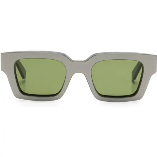 Sunglasses, male, , Size: L Square Green Sunglasses with UV Protection - Off White - Modalova