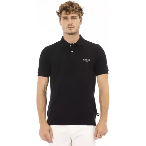 Trendiges Schwarzes Polo Shirt mit Stickerei , Herren, Größe: L - Baldinini - Modalova