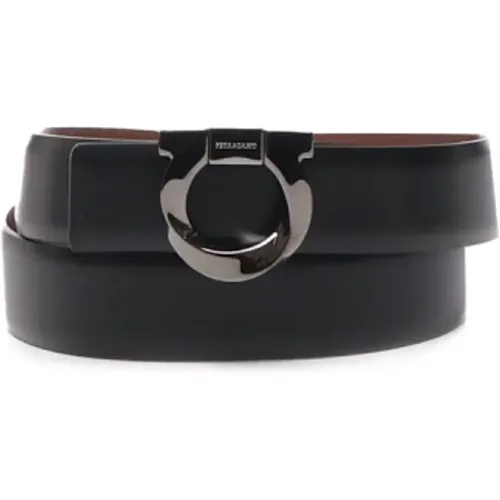 Belts, male, , Size: 100 CM Reversible Calfskin Belt with Metal Buckle - Salvatore Ferragamo - Modalova