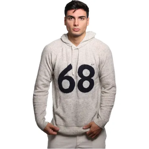 Hoodies, male, , Size: S Light grey sweater with hood - Sun68 - Modalova