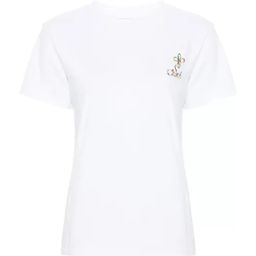 T-Shirt mit Logo-Stickerei , Damen, Größe: S - Chloé - Modalova