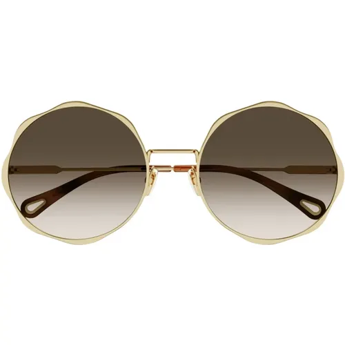 Sunglasses, female, , Size: ONE SIZE Fashion-Forward Metal Frame Sunglasses - Chloé - Modalova