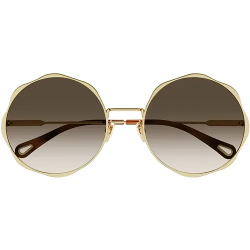 Modische Sonnenbrille mit Metallgestell , Damen, Größe: ONE Size - Chloé - Modalova