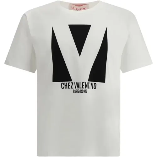 T-Shirts, male, , Size: M Iconic Logo Print Cotton T-Shirt - Valentino - Modalova