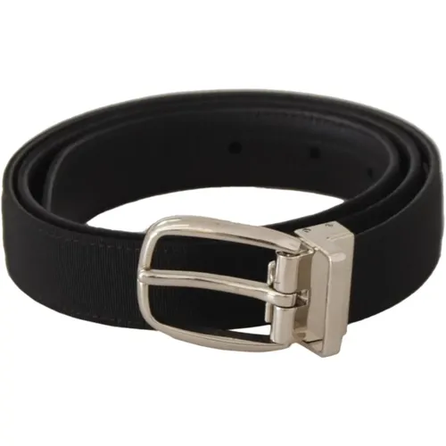 Belts, male, , Size: 85 CM Stylish Leather Belt with Silver Metal Buckle - Dolce & Gabbana - Modalova