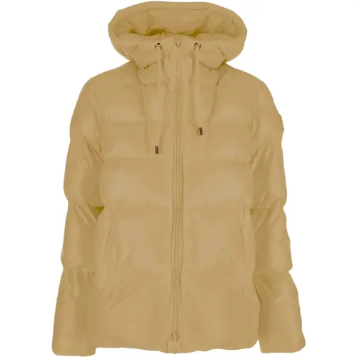 Winter Jackets, female, , Size: 2XS Yellow Nylon Hooded Down Jacket - pinko - Modalova