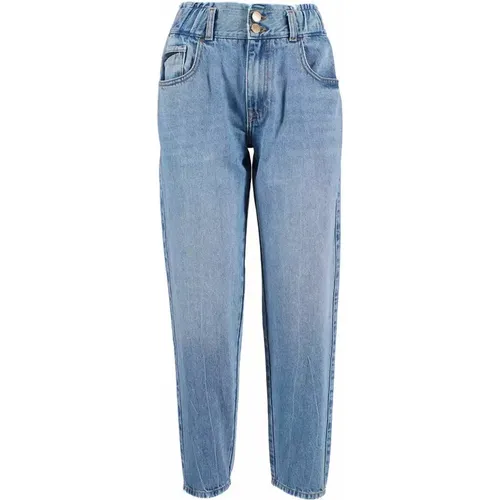 Blaue Baumwolljeans mit hoher Taille - YES ZEE - Modalova