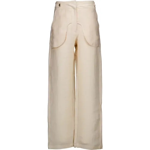 Creme Pants by Mormadina , female, Sizes: M, L - Munthe - Modalova