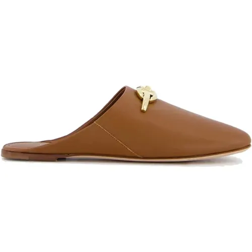 Braune Leder-Slip-On-Mules , Damen, Größe: 38 EU - Valentino Garavani - Modalova