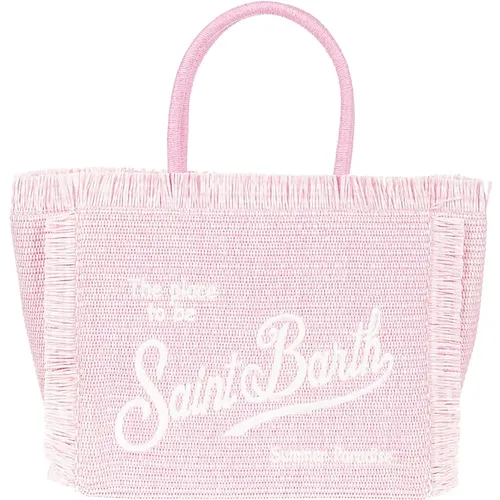Straw Vanity Bag with Logo Print , female, Sizes: ONE SIZE - MC2 Saint Barth - Modalova